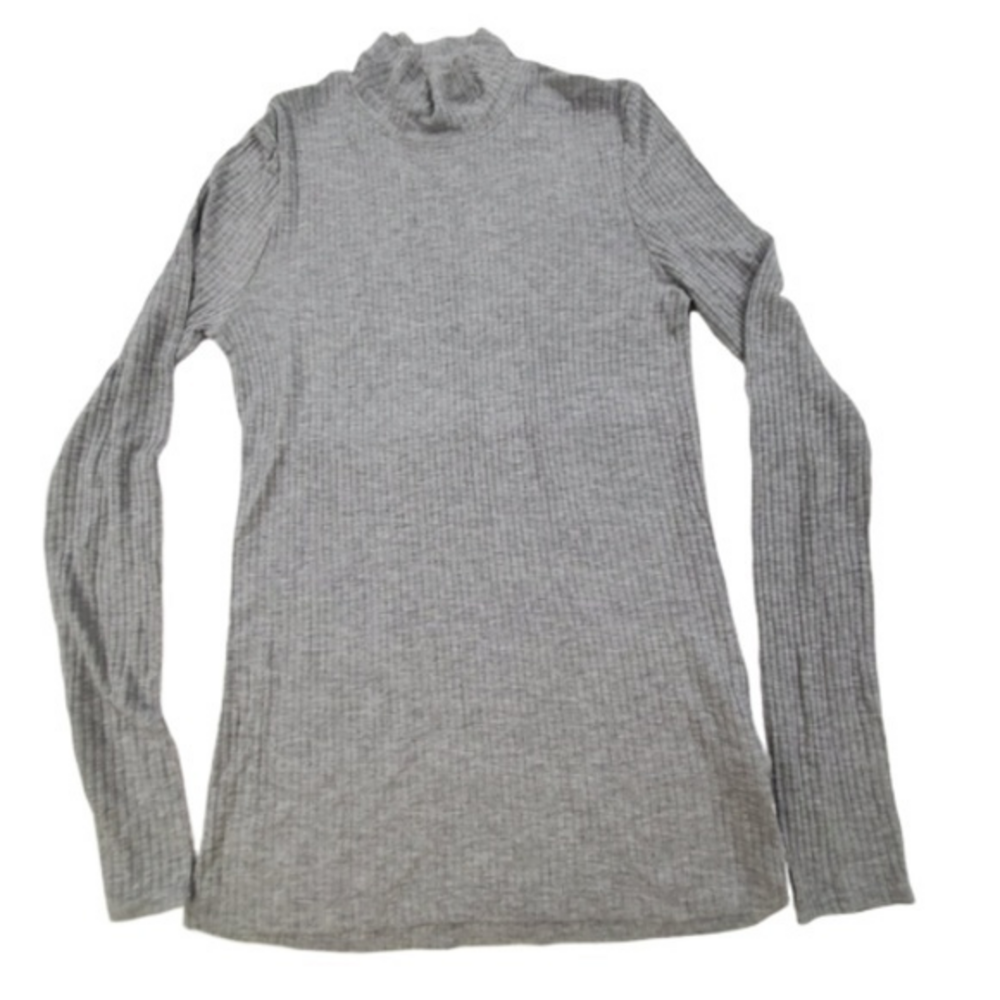 Catherine Malandrino‎ Top S Gray Ribbed Turtleneck